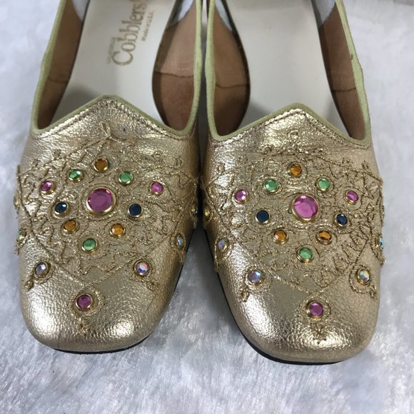 Vintage 1960s California Cobblers Gorgeous Gold  Shoes Size 6.5 N With Box USA - Picture 8 of 10